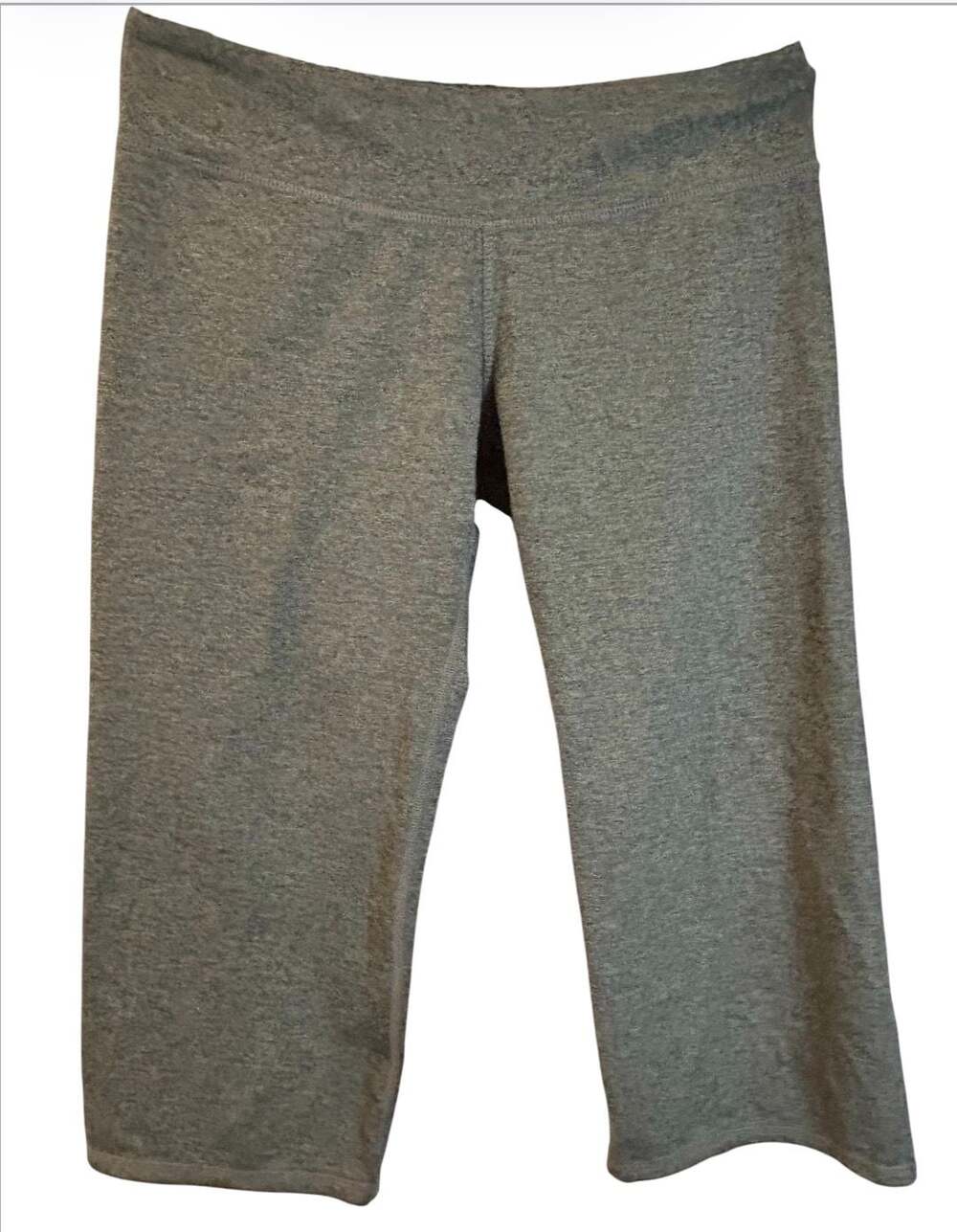 Soybu Women's Lotus Fit Capri Leggings with Side Hem Slits Heathered Gray